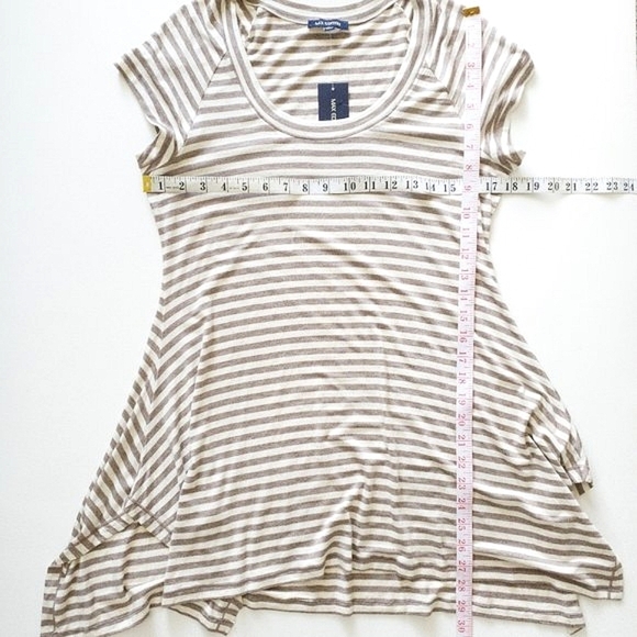 3 for 30! SALE Max Edition Striped Short Sleeve Assymetrical Tunic Top NWT Sz M - Picture 12 of 12